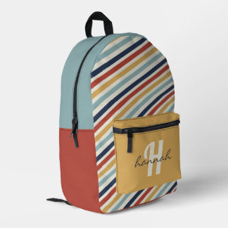 Retro-Regenbogenstreifen, Personalisiert Bedruckter Rucksack
