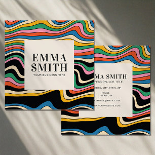 Retro-Regenbogenstreifen Quadratische Visitenkarte