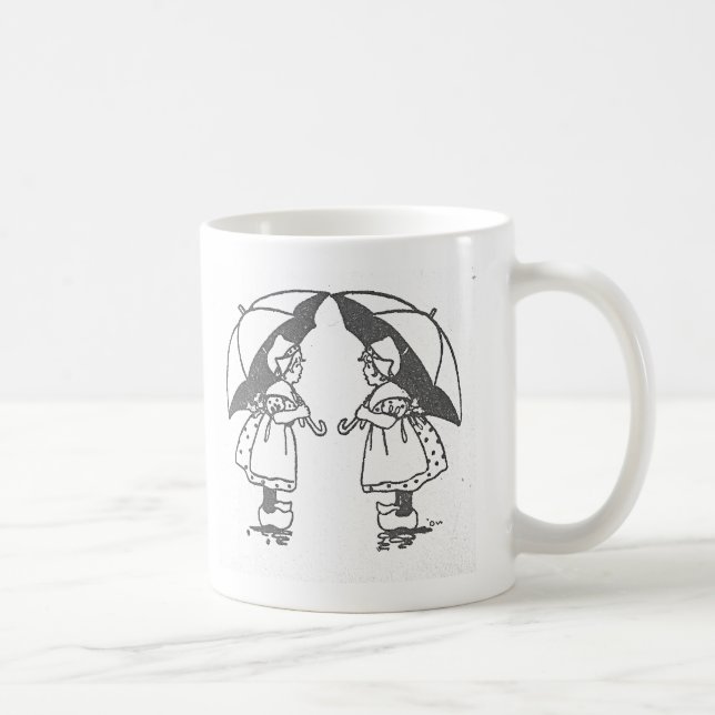 Retro Regenschirm Mädchen  Kaffeetasse (Rechts)