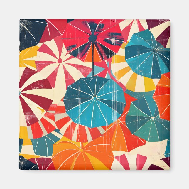 Retro-Regenschirm Pop-Art für Regentage Magnet (Vorne)
