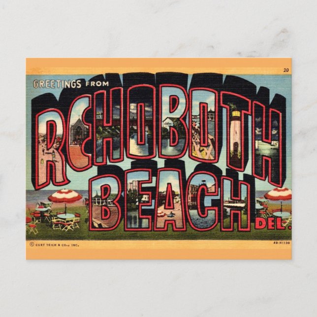 Retro Rehoboth Beach  Postkarte (Vorderseite)