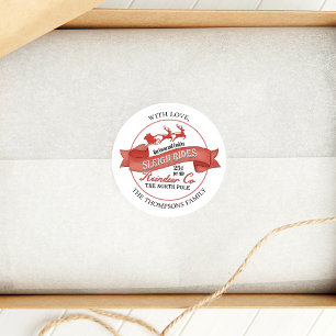 Retro Reindeer Christmas Red Custom Runder Aufkleber