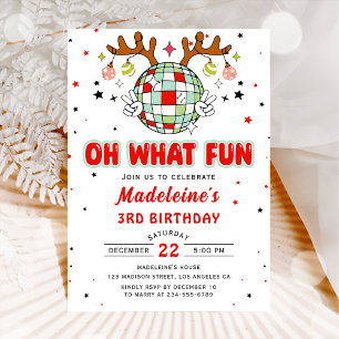 Retro Reindeer Weihnachten Geburtstag Oh, was Spaß Einladung