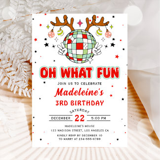 Retro Reindeer Weihnachten Geburtstag Oh, was Spaß Einladung