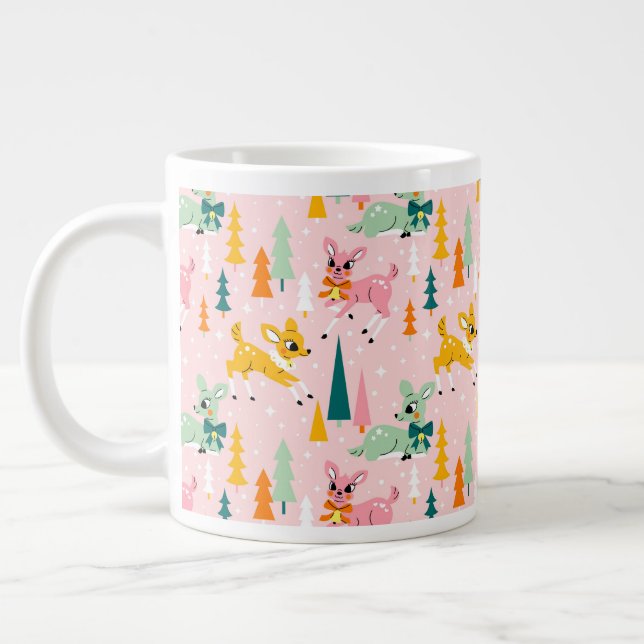 Retro Reindeer Wonderland Urlaubsmuster Jumbo-Tasse (Links)