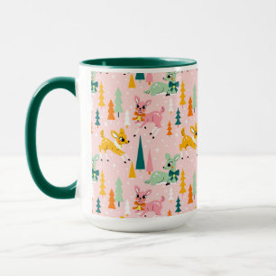 Retro Reindeer Wonderland Urlaubsmuster Tasse