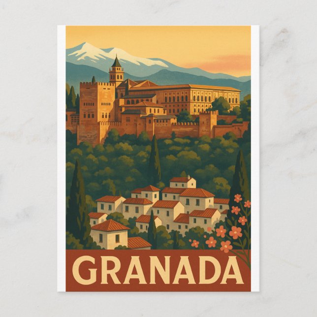 Retro-Reise 2025 – Granada, Spanien Postkarte (Vorderseite)
