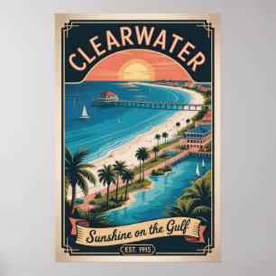 Retro-Reise Clearwater Florida Poster
