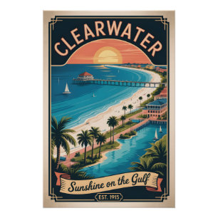 Retro-Reise Clearwater Florida Poster