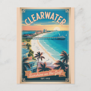 Retro-Reise Clearwater Florida Postkarte