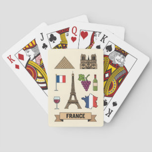 Retro-Reise Frankreich Ikonische Symbole Spielkarten