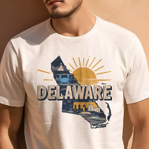 Retro-Reise-Ikon Delaware Grafik T-Shirt