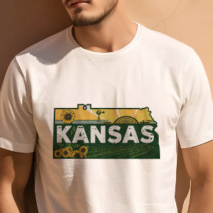 Retro-Reise-Ikon Kansas Grafik T-Shirt