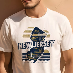 Retro-Reise-Ikonen-Grafik aus New Jersey T-Shirt