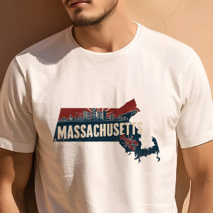 Retro-Reise-Ikonische Massachusetts-Grafik T-Shirt