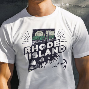 Retro-Reise-Ikonische Rhode Island-Grafik T-Shirt
