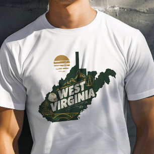Retro-Reise-Ikonische West-Virginia-Grafik T-Shirt