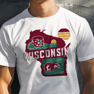 Retro-Reise-Ikonische Wisconsin-Grafik T-Shirt