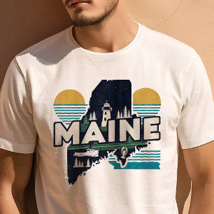 Retro-Reise Ikonisches Maine-Grafikdesign T-Shirt