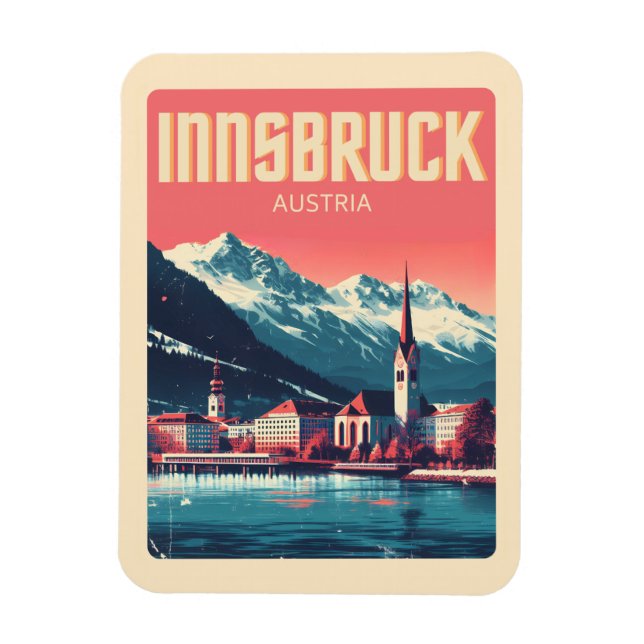 Retro Reise Innsbruck Tirol - Österreichische Alpe Magnet (Vertikal)