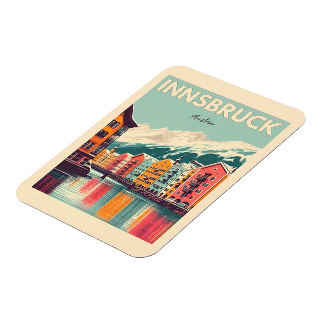 Retro Reise Innsbruck Tirol - Österreichische Alpe Magnet (Linke Seite)