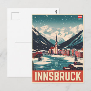 Retro Reise Innsbruck Tirol - Österreichische Alpe Postkarte