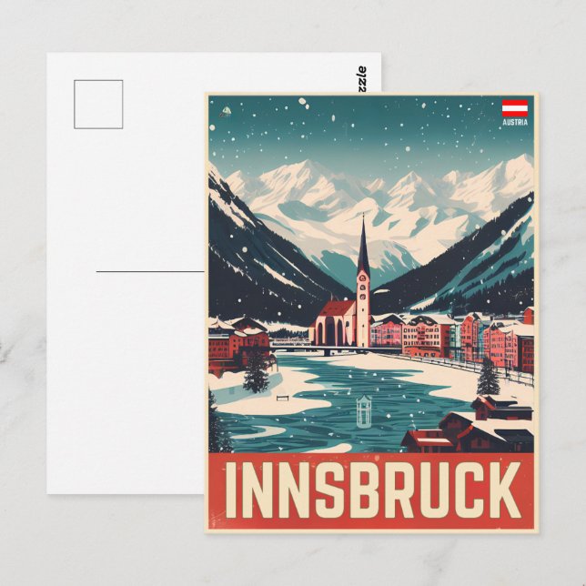 Retro Reise Innsbruck Tirol - Österreichische Alpe Postkarte (Vorne/Hinten)