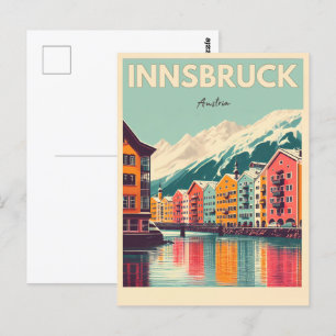 Retro Reise Innsbruck Tirol - Österreichische Alpe Postkarte