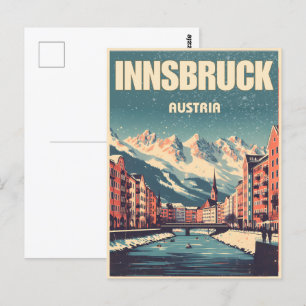 Retro Reise Innsbruck Tirol - Österreichische Alpe Postkarte
