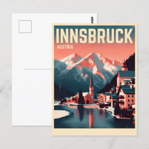 Retro Reise Innsbruck Tirol - Österreichische Alpe Postkarte