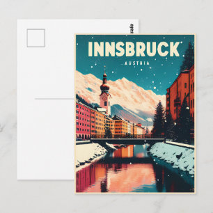 Retro Reise Innsbruck Tirol - Österreichische Alpe Postkarte
