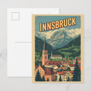 Retro-Reise Innsbruck Tirol - österreichische Alpe Postkarte