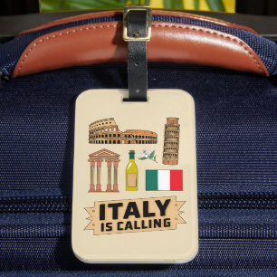 Retro-Reise Italien Ikonische Nationalsymbole Gepäckanhänger