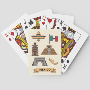 Retro-Reise-Mexiko-Ikonische Symbole Spielkarten