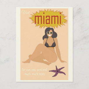 Retro-Reise nach Miami Florida Postkarte
