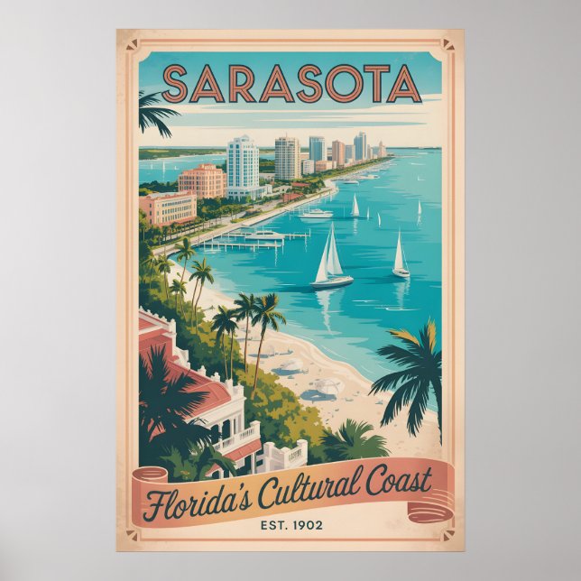 Retro-Reise nach Sarasota Florida Poster (Vorne)