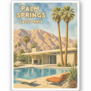 Retro-Reise Palm Springs Kalifornien Landschaft Aufkleber
