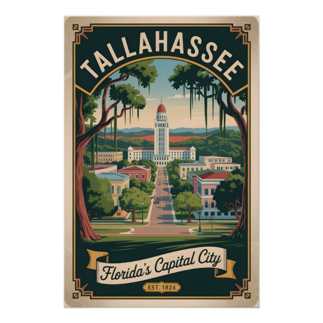 Retro-Reise Tallahassee Florida Poster (Vorderseite)