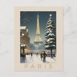 Retro - Reise - Vintage - Paris - Abend Postkarte