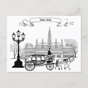 Retro-Reisekunst Vintage Wien Österreich Aquarell Postkarte