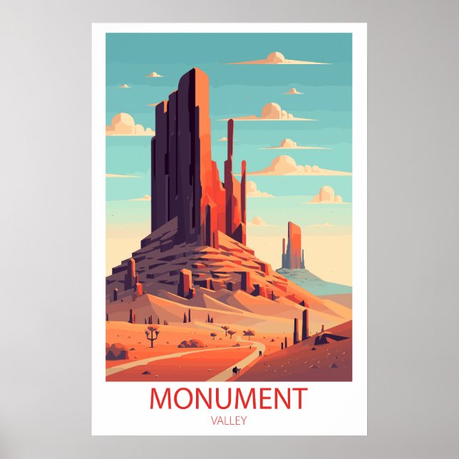 Retro Reisemonument Obelisk Kunst, Dichtung und Mu Poster (Vorne)