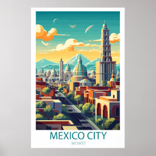 Retro Reisen Mexiko Stadt Zielort Kunst Poster