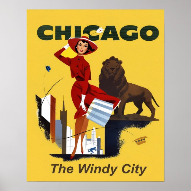 Retro-Reiseplakat Chicago Poster (Vorne)