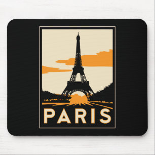 retro Reiseplakat des Paris-Kunst-Dekos Mousepad