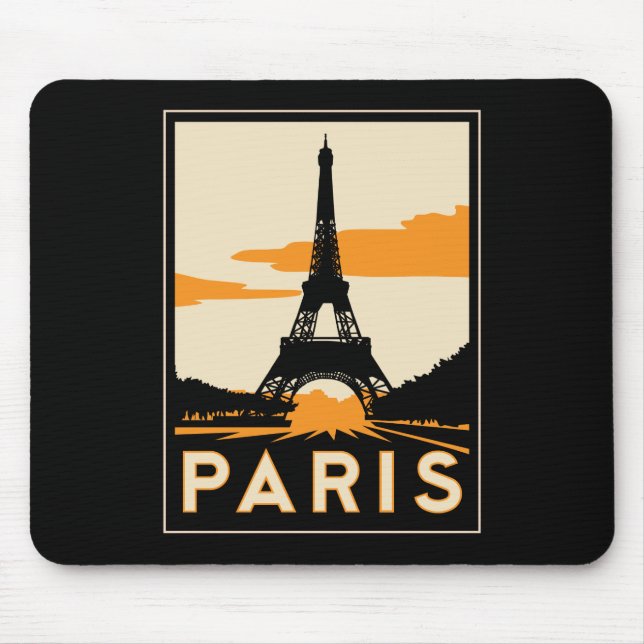 retro Reiseplakat des Paris-Kunst-Dekos Mousepad (Vorne)