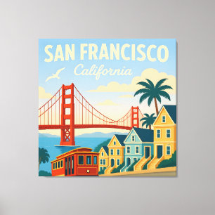 Retro-Reiseplakat San Francisco auf Leinwand