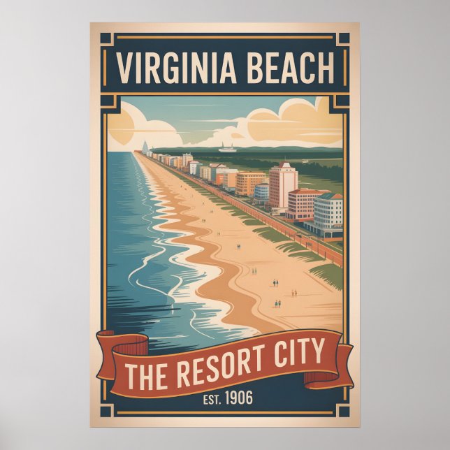 Retro-Reiseplakat Virginia Beach Poster (Vorne)