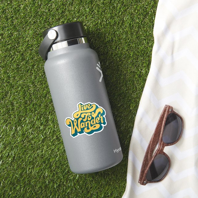 Retro-Reisesticker 'Live To Wander' Aufkleber (HydroFlask Insitu)