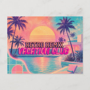 Retro-Remix Neon-Pastell Vintage-Tropischer Sonn Postkarte