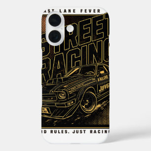 Retro-Rennfieber-Sportwagen-Kunst iPhone 16 Hülle